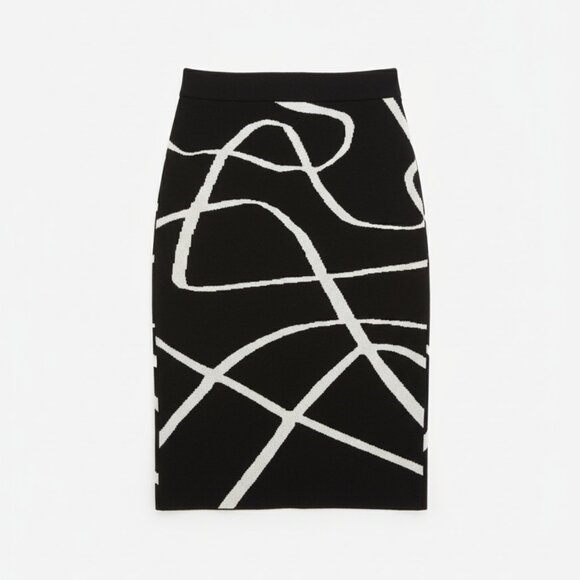 NWT Philosophy Republic Knit Skirt Women M Scroll Print Sweater Preppy Chic - Picture 8 of 15